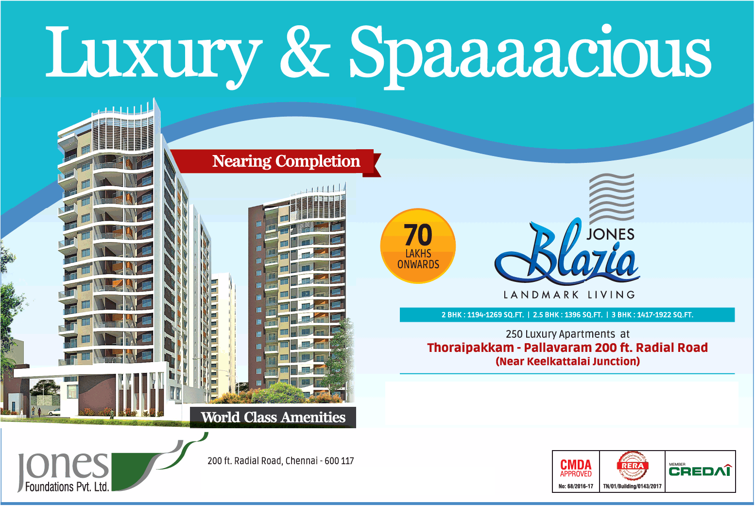 Presenting 250 luxury apartments at Jones Blazia in Chennai Update